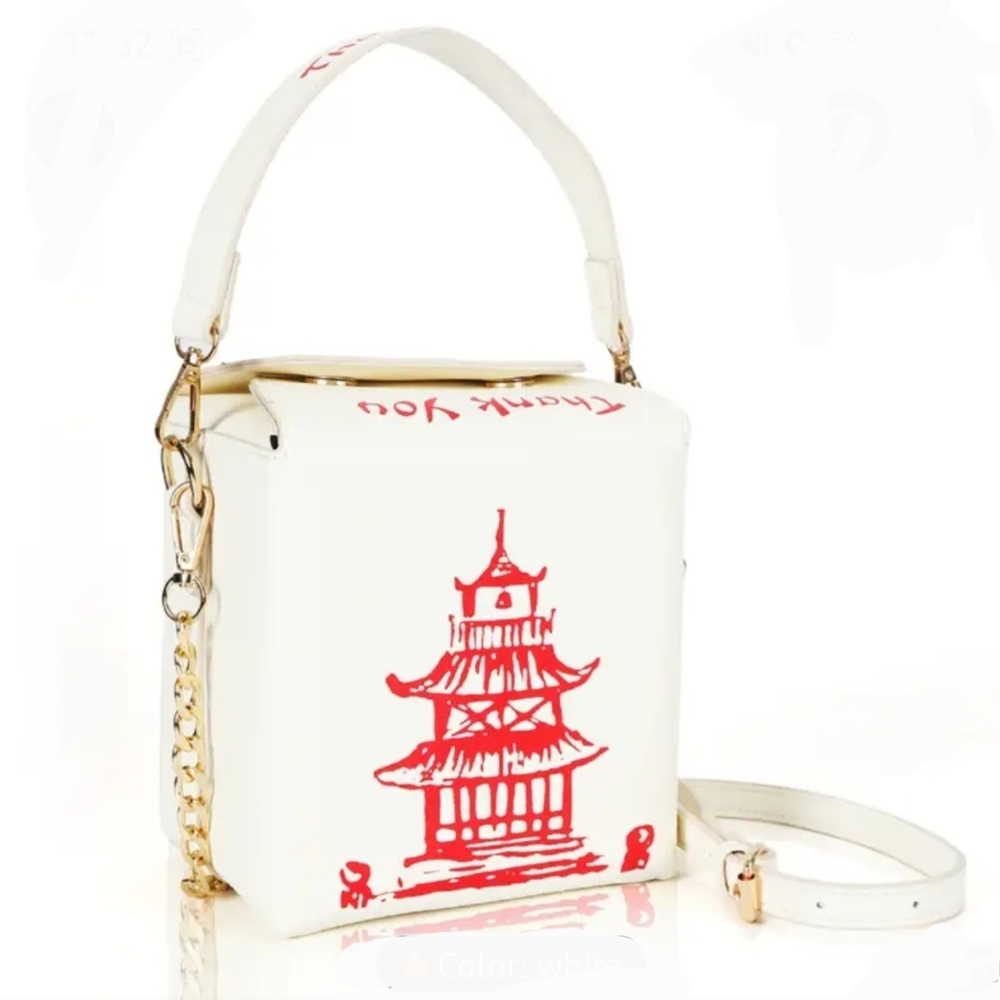 Chinese Takeout Purse Bag - Crossbody - Red White Gold - Novelty Fun